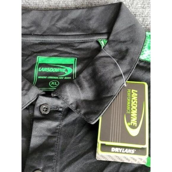 Lansdowne Rugby Polo Shirt Mens XL Black Green Ireland‎ Drylans Performance - Picture 5 of 6